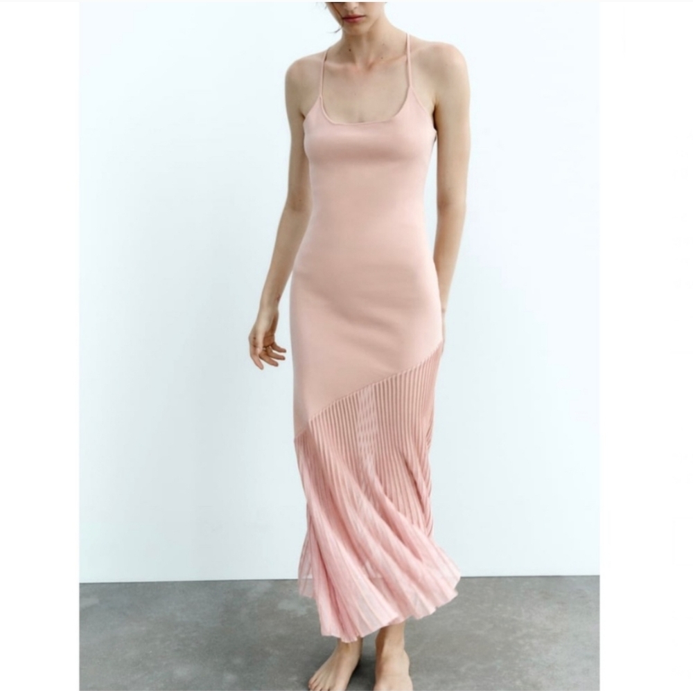 Zara Combination Knit Dress in Pink